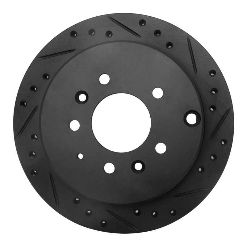 Mazda 929 Brake Rotor (1) - Rear Right - R1 Concepts - Drilled & Slotted - Black - `92-`06